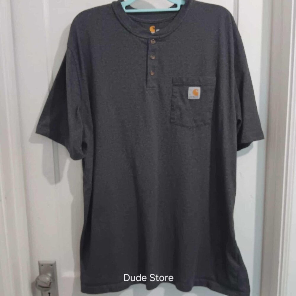 Carhartt 3-Button Dark Gray Thick Short Sleeve Pull Over Size: Men's 2XL TALL